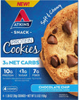 Atkins Chocolate Chip Protein Cookie Protein Dessert Rich in Fiber 3g Net Carb 1g Sugar Keto Friendly 4 Count