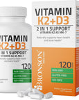 Bronson Vitamin K2 (MK7) with D3 Supplement Non-GMO Formula 5000 IU Vitamin D3 & 90 mcg Vitamin K2 MK-7 Easy to Swallow Vitamin D & K Complex, 120 Capsules