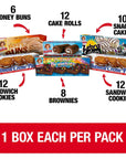 Little Debbie Variety Pack  Zebra Cakes 1 Box Cosmic Brownies Honey Buns Swiss Rolls and Oatmeal Creme Pies 2 Boxes of 6