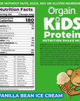 Orgain Kids Protein Powder Shake Mix Vanilla Bean Ice Cream  8g GrassFed Dairy Protein 4g Fiber 22 Vitamins  Minerals Gluten Free No Soy Ingredients Adds Healthy Nutrients to Kids Snacks 1lb