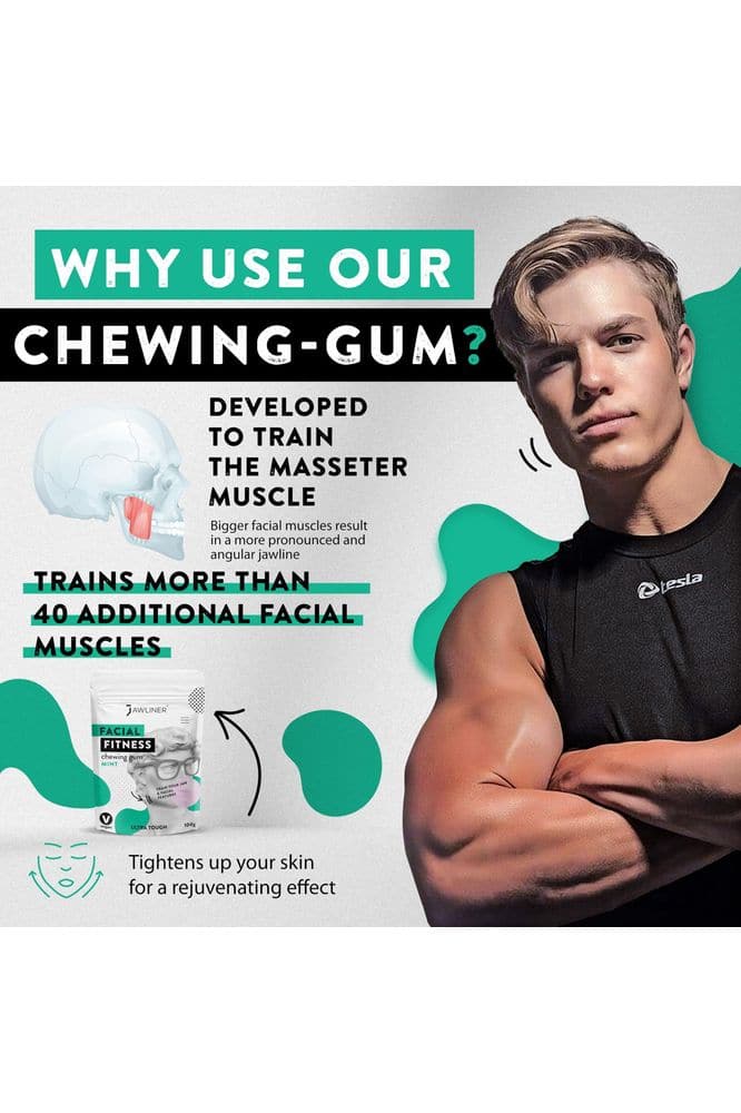 JAWLINER Fitness Chewing Gum (2 months pack) Jawline Sugar Free Mint Gum - - Jawline Exerciser For Mewing And Shapen The Jaw - 15x Harder Than Regular Gum