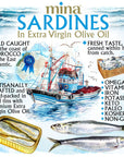 Mina Sardines Skinless  Boneless Sardines in Extra Virgin Olive Oil 44 Ounce Wild Caught Sardines Responsibly Sourced Packed By Hand Low Sodium High in Protein Sardines in Olive Oil 12 Pack