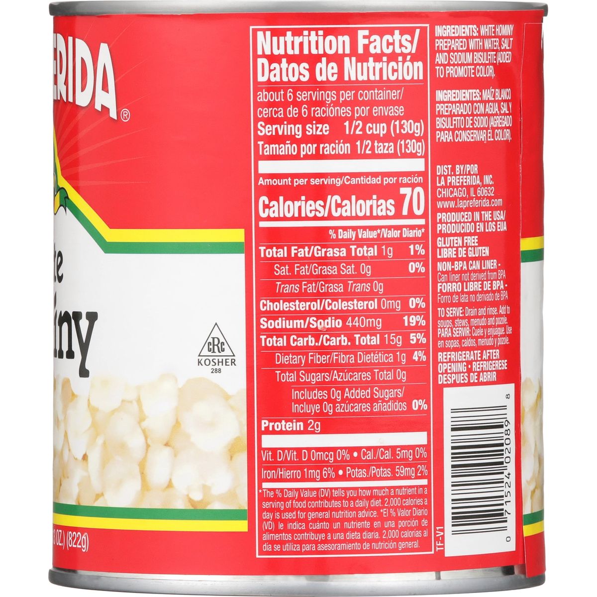 La Preferida White Hominy Beans 29 oz Pack of 3