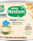 Nestle Nestum Junior Cereal, 3 Cereals - Wheat, Corn & Rice, Made for Toddlers 12 Months, 14.1 OZ Canister (Pack of 3)