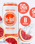 Hiball Energy Seltzer Water Caffeinated Sparkling Water Made with Vitamin B12 and Vitamin B6 Sugar Free of 16 Fl OzPack of 8 Blood Orange