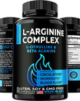 L Arginine L Citrulline Supplement, Nitric Oxide Supplements for Men: L-Arginine L-Citrulline Complex, Booster Mens Performance Supplements, Nitric Oxide Flow Blood Pressure & Vascularity, 60 Capsules