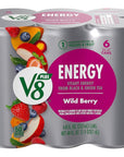 V8 +ENERGY Wild Berry Flavored Energy Drink - 8 fl oz Can (Pack of 6)