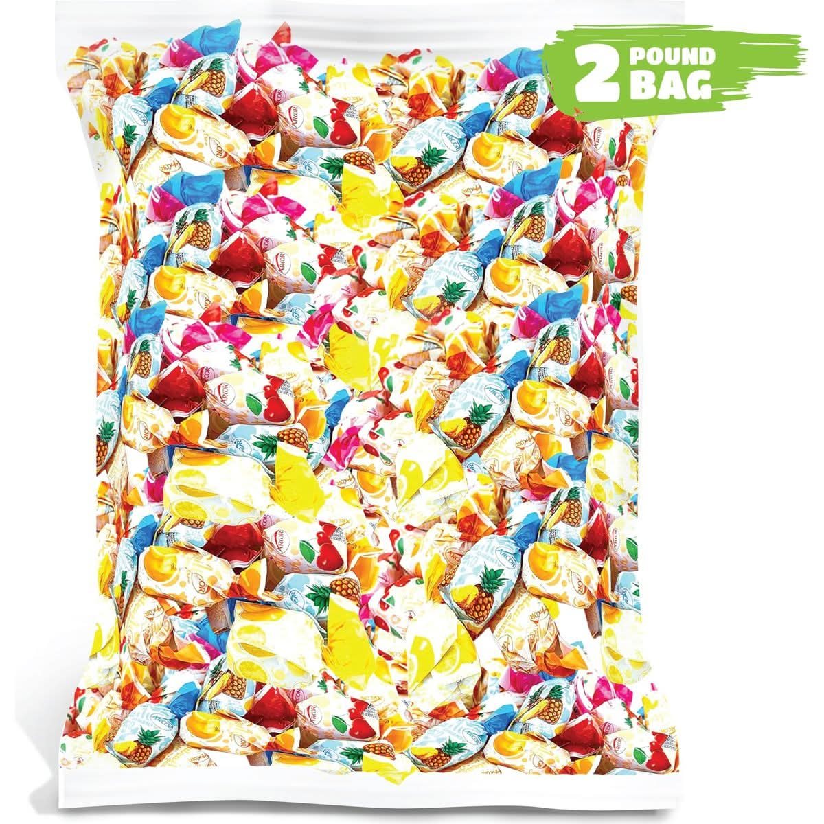 Arcor FruitFilled Hard Candy  Bulk Pack 2 Pounds About 130 Count  Assorted Flavors Individually Wrapped