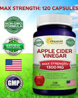 aSquared Nutrition Apple Cider Vinegar Supplement (120) - Extra Strength 1300mg