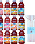 Ocean Spray Cranberry Juice Drink Variety Pack 10 fl oz 12ct with Sophley Individually Wrapped Red and White Flex Straws