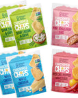 Orchard Valley Harvest Chickpea Chips Variety Pack, 3.5-3.75 oz (Pack of 6), 2-Sour Cream & Chive, 2-White Cheddar, 1-Pink Himalayan Salt, 1-Red Chili Pepper with Citrus, Plant-Based Protein, Non-GMO