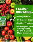 Orgain Supreme Greens Powder with 25 Organic Greens 50 Superfoods 1 Billion Probiotics and Adaptogens Vegan Greens for Gut Health and Immune Support 15 Servings of Fruit and Veggies Green Apple