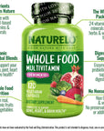 NATURELO Whole Food Multivitamin for Women 50+ (Iron Free) with Vitamins, Minerals, & Organic Extracts - Supplement for Post Menopausal Women Over 50 - No GMO - 120 Vegan Capsules