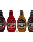 Hersheys Syrup 4 Pack  Chocolate 24 oz Strawberry 22 oz Caramel 22 oz Dark Chocolate 22 oz  Desserts Toppings Milkshakes