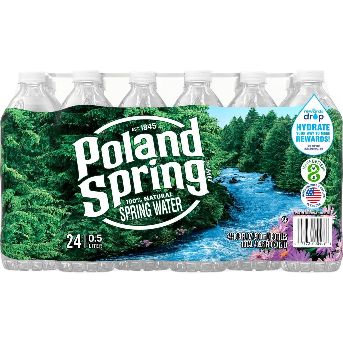 Poland Spring Brand 100 Natural Spring Water 169 oz Plastic Bottles Pack of 24