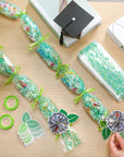 Kisston Graduation Candy Lei Making Kit Hawaiian Candy Lei Kit Includes 12 Pcs Candy Lei Bags 3 Rolls Ribbon 24 Pcs Cards GreenLeaves