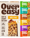 OVER EASY Soft and Chewy Oatmeal Breakfast Bars - Granola and Protein Bars -12 Energy Snack Bars - Clean, Organic, Gluten Free, Dairy Free, Soy Free and Kosher (Variety Pack, 12 Count)