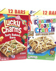 Cinnamon Toast Crunch & Lucky Charms Soft Baked Breakfast Cereal Bars Bundle with ThisNThat Recipe Card