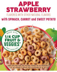 Cheerios Veggie Blends Breakfast Cereal Apple Strawberry Flavored Made With Fruits and Veggies Family Size 18 oz