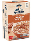 Quaker Instant Oatmeal Cinnamon and Spice 151 Ounce Pack of 10