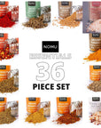 NOMU 36-Piece Complete Variety Set of Spices, Herbs, Seasoning Blends & Finishing Salts Range | 42.7 Oz | Non-irradiated, No MSG or Preservatives