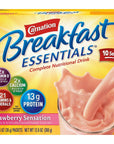 Carnation Instant Breakfast Essentials Strawberry 10 Count Box 126Ounce Packages Pack of 6