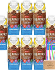 Carnation Breakfast Essentials Ready to Drink with Fiber Rich Milk Chocolate 8 FL OZ Carton Pack Of 8 With Drinkolin Straws