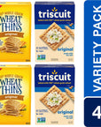 Triscuit Original Whole Grain Wheat Vegan Crackers and Wheat Thins Original Whole Grain Wheat Crackers Variety Pack 4 Boxes