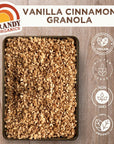 Grandy Organics Vanilla Cinnamon Granola 10 Pound Bulk Bag Certified Organic Gluten Free NonGMO Kosher Plant Based Protein Granola