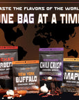 MaxJerky Jerky Variety Pack Montreal Maple Bacon Texas BBQ Beef Jerky New York Buffalo Chicken Jerky and Sichuan Chili Chicken Jerky 4 Pack