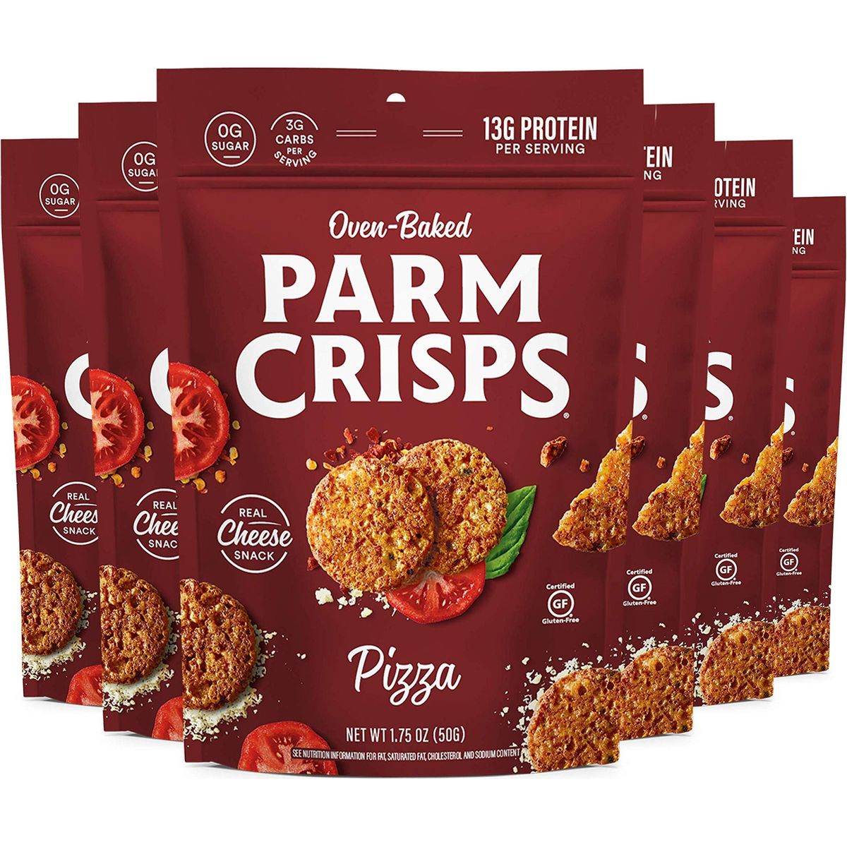 ParmCrisps - Pizza Cheese Parm Crisps, Made Simply with 100% REAL Cheese | Healthy Keto Snacks, Low Carb, High Protein, Gluten Free, Oven Baked, Keto-Friendly | 1.75 Oz (Pack of 6)