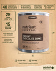 Nutrient Survival Protein Shake Creamy Chocolate Whey Protein Powder Freeze Dried Prepper Supplies  Emergency Food 40 Nutrients Gluten Free Shelf Stable Up to 25 Years One Can15 Servings