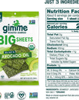 gimMe  Sea Salt  Avocado Oil  Big Sheets  Organic Roasted Seaweed Sheets  Keto Vegan Gluten Free Healthy OnTheGo Snack for Kids  Adults  92oz  Pack of 10