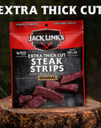 Jack Links Steak Strips Beef Jerky Original Flavor Snack Bags Extra Thick Cut Protein Snacks Ready to Eat  9g of Protein and 70 Calories Per Serving Made with Premium Beef 8 Ounce Pack of 2