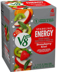 V8 Energy Sparkling Strawberry Kiwi Juice Energy Drink 115 fl oz Can 4 Pack