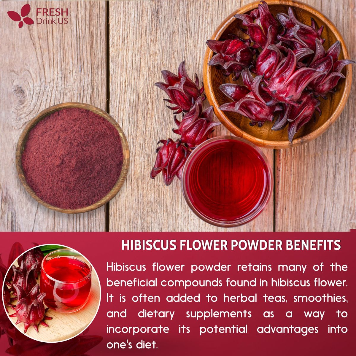 FreshDrinkUS Premium 28oz Hibiscus Flower Powder 100 Natural and Pure from Hibiscus Flowers Natural Food Coloring Hibiscus Flowers Tea No Additives No Gluten No Sugar Vegan