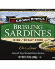 Crown Prince One Layer Brisling Sardines in Oil No Salt Added 375Ounce Cans Pack of 12