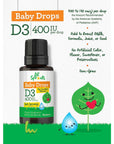 Carlyle Baby Vitamin D3 400 IU | Liquid Drops | .31oz (9.2 mL) | 1 Year Supply (365 Servings) | Vegetarian, Non-GMO, and Gluten Free Formula for Infants and Newborns | Lil' Sprouts