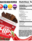 Roasted Red Pepper Beef Jerky Chips | Thin, Crispy, Crunchy Beef Jerky Crisps with 22G Protein Per Bag. Carnivore Diet Snacks, Gluten Free Snacks, Healthy Snacks for Adults, 1.25oz Each (2 Bags)