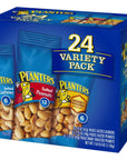 PLANTERS Variety Packs Salted Cashews Salted Peanuts  Honey Roasted Peanuts 24 Packs  Individual Bags of OntheGo Nut Snacks  No Cholesterol or Trans Fats  Source of Fiber and Healthy Fats