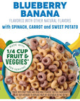 Cheerios Veggie Blends Breakfast Cereal Blueberry Banana Flavored Made With Fruits and Veggies Family Size 18 oz