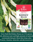 Eden Organic Dark Red Kidney Beans Dry USA Grown Non GMO 16 oz Box