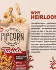 Heirloom Cinnamon Sugar Twists by Pipcorn  1oz 24pk  Healthy Snacks Gluten Free Snacks Snack Packs Upcycled Heirloom Corn Flour