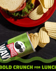 Pringles Wavy Potato Crisps Chips, Lunch Snacks, Snacks On The Go, Fire Roasted Jalapeno, 4.8oz Can (1 Can)