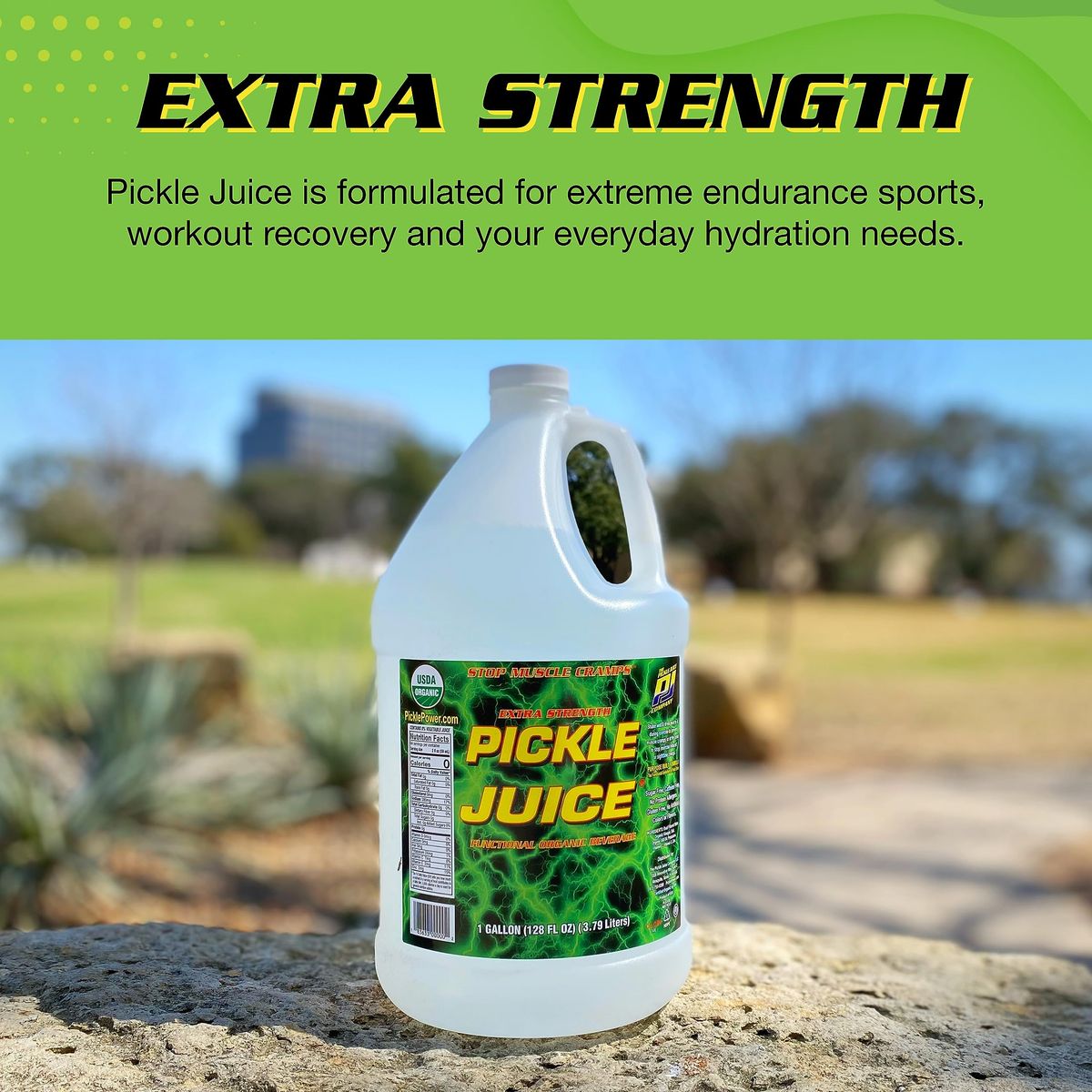 Pickle Juice Sports Drink 1 Gallon Extra Strength  Relieves Cramps Immediately  Electrolyte Pickle Juice for Day  Night Time Cramp Relief  Bulk Pickle Juice for Leg Cramps  1 Gallon