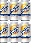 Sunkist Zero Sugar Orange Soda 12oz Cans Pack of 6 with Bay Area Marketplace Napkins