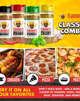 Flavor God Classic Combo Pack Of 4 Seasoning & Spices For Cooking, Everything, Everything Spicy, Garlic Lovers, Lemon & Garlic, Low Sodium, Healthy Herbs Keto Spice Set, Chicken, Beef, Seafood & Eggs