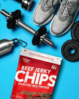 Roasted Red Pepper Beef Jerky Chips | Thin, Crispy, Crunchy Beef Jerky Crisps with 22G Protein Per Bag. Carnivore Diet Snacks, Gluten Free Snacks, Healthy Snacks for Adults, 1.25oz Each (2 Bags)