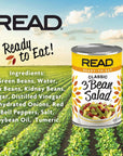 READ 3 Bean Salad  Classic Three Bean Salad  Tangy Sweet  Delicious  Cut Green Beans  Cut Wax Beans  Kidney Beans  Sugar Vinegar Onion Bell Peppers  Seasoning  15 oz Can Pack of 12