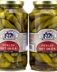 Amish Wedding Hot Pickled Okra 32 Ounces Pack of 2